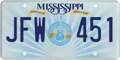 MS license plate JFW451