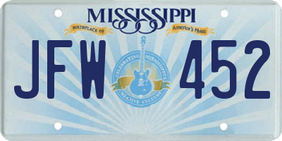 MS license plate JFW452