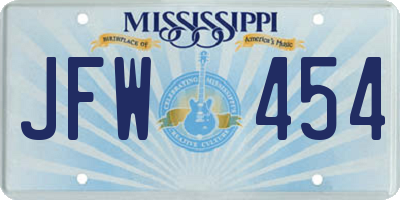 MS license plate JFW454