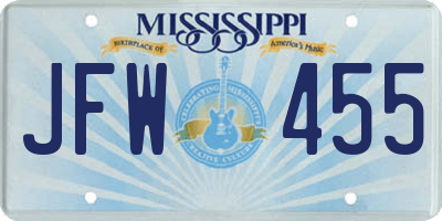 MS license plate JFW455