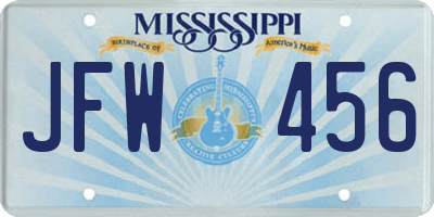 MS license plate JFW456