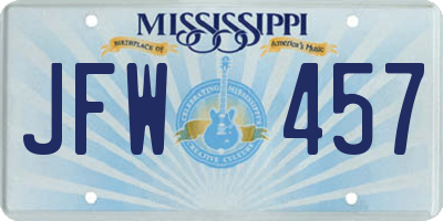 MS license plate JFW457