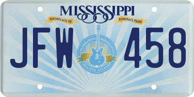 MS license plate JFW458