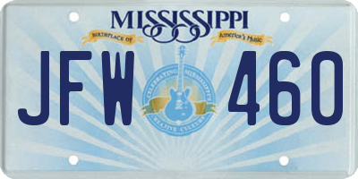 MS license plate JFW460