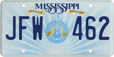 MS license plate JFW462