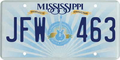 MS license plate JFW463