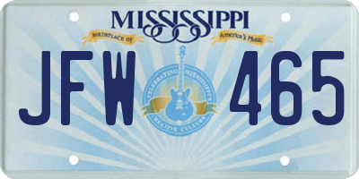MS license plate JFW465