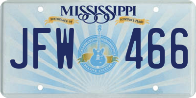 MS license plate JFW466