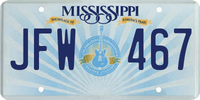 MS license plate JFW467
