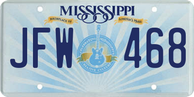 MS license plate JFW468