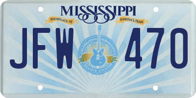 MS license plate JFW470