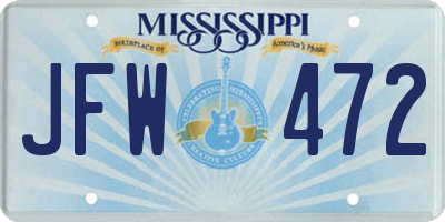 MS license plate JFW472