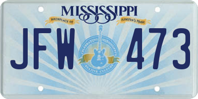 MS license plate JFW473