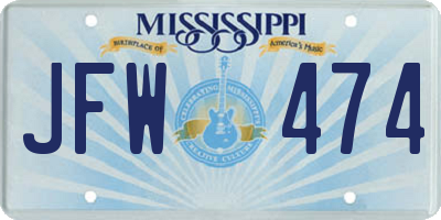 MS license plate JFW474