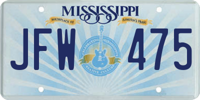 MS license plate JFW475