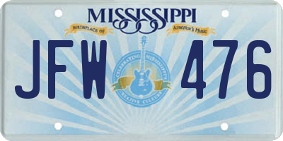 MS license plate JFW476
