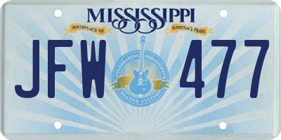 MS license plate JFW477