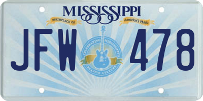 MS license plate JFW478