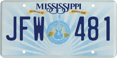 MS license plate JFW481