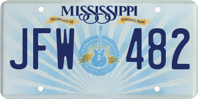 MS license plate JFW482