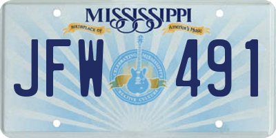 MS license plate JFW491