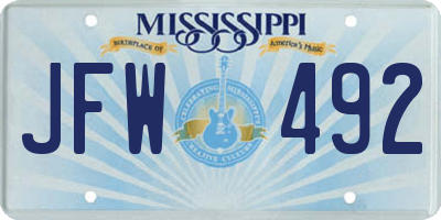 MS license plate JFW492