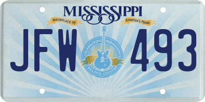 MS license plate JFW493