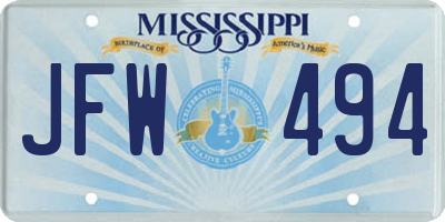MS license plate JFW494