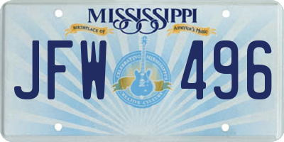 MS license plate JFW496