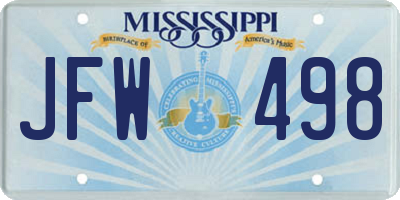 MS license plate JFW498