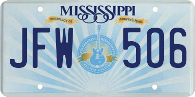 MS license plate JFW506