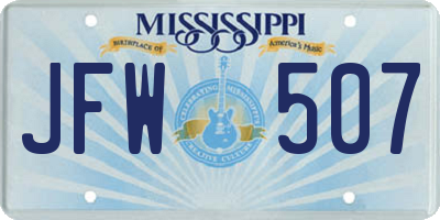 MS license plate JFW507