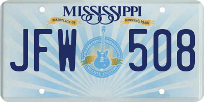 MS license plate JFW508