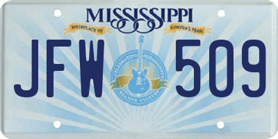 MS license plate JFW509