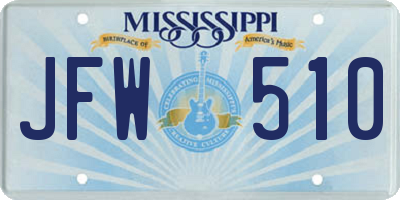 MS license plate JFW510