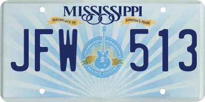 MS license plate JFW513