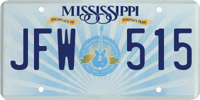 MS license plate JFW515