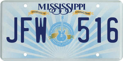 MS license plate JFW516