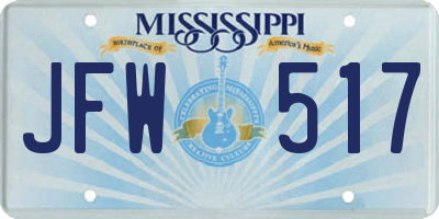 MS license plate JFW517