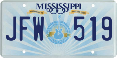 MS license plate JFW519
