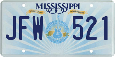 MS license plate JFW521