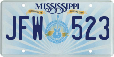 MS license plate JFW523