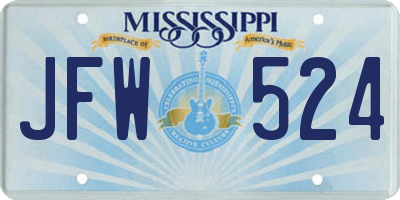 MS license plate JFW524