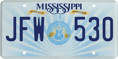MS license plate JFW530