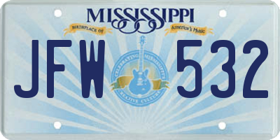 MS license plate JFW532