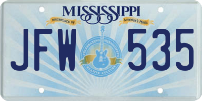 MS license plate JFW535