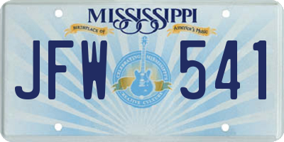 MS license plate JFW541