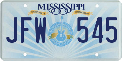 MS license plate JFW545