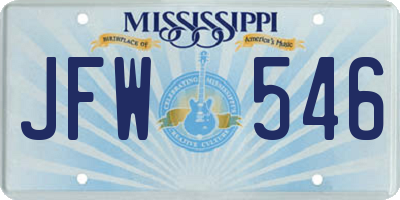 MS license plate JFW546