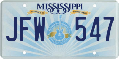 MS license plate JFW547